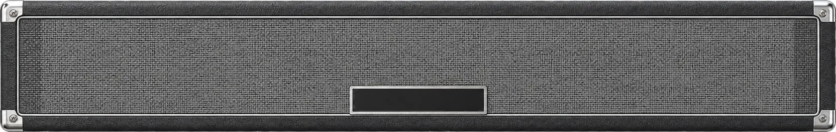 The RigShed cabinet under the amp head, its badge reading BUILT-IN 12 inch